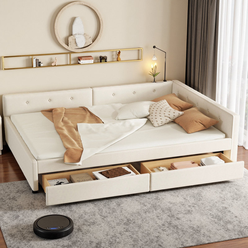 Lit plateforme tapissier Modern, Grand lit