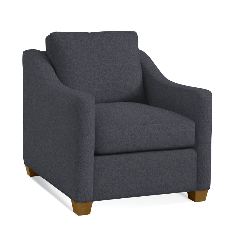 Oliver Chair, Havana Finish, Light Blue Performance Fabric; 0851-55