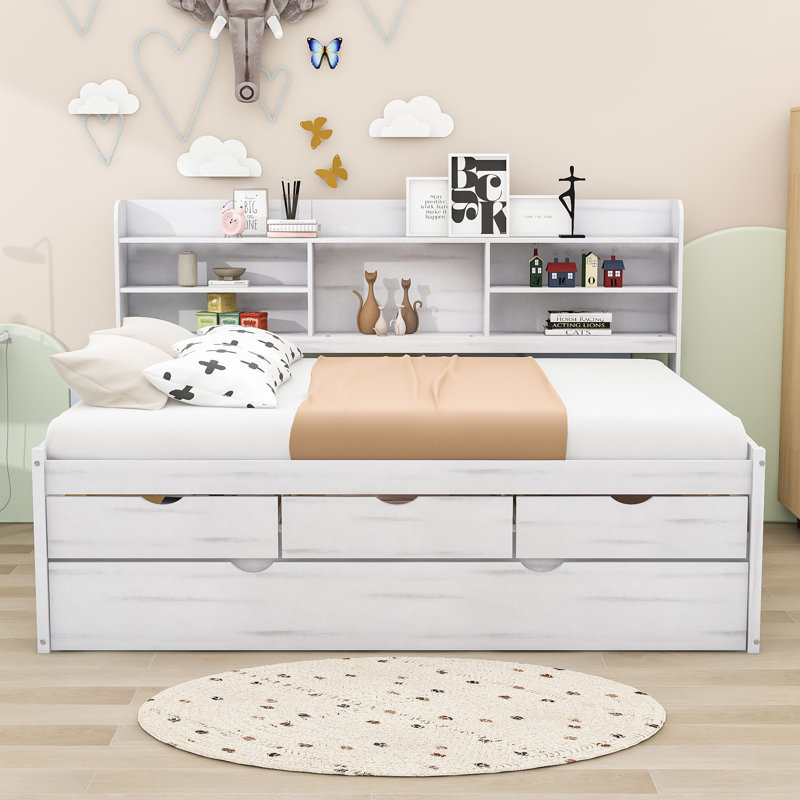 Lit plateforme avec rangement Thelonius, Blanc