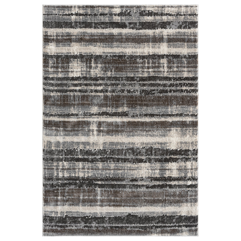 Annais Modern Embossed Contemporary Living Room Area Rug - Striped Design,Grey, Rectangle 160 x 230 cm