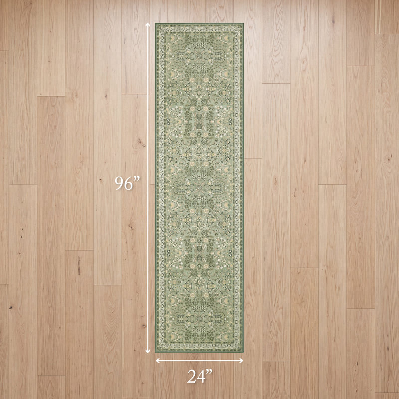 Tapis lavables imprimés Flynn JS, Ethnic Sage, 2 pi x 8 pi