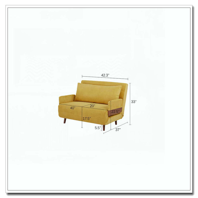 Fauteuil d'appoint rembourré convertible, Jaune