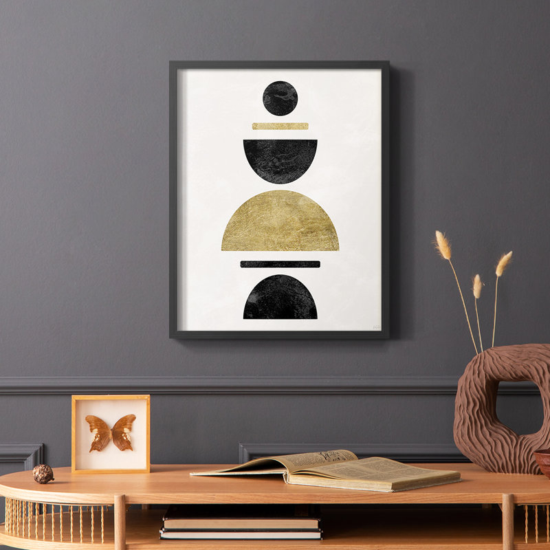 Modern Stack Framed Print - Solid Wood, 28" H x 22" W, Black