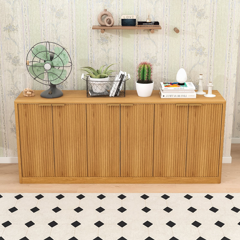 Modern Sideboard with Wave Design – with Ample Storage, Natural