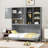 Twin Murphy Bed With Top Cabinet, LED Light And Charging Station, Wood Folding Murphy Bed Cabinet With Shelves-309955809