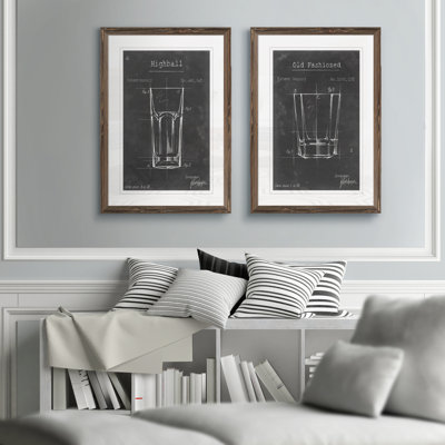 «Barware Blueprint I» par Antonyus Bunjamin (Abe) - ensemble de 2 reproductions d'art encadrées