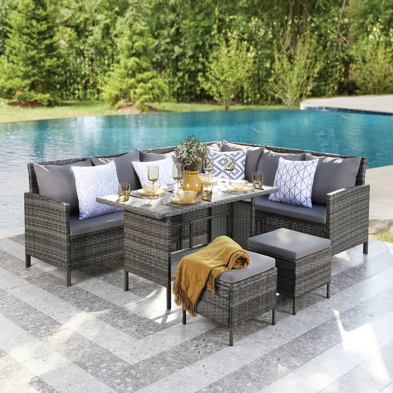 Aaravjit Rattan Wicker 9 - Person Seating Group with Cushions