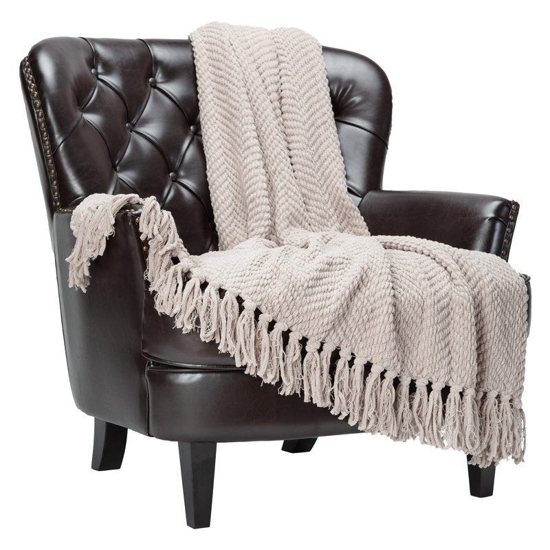Jeté tricoté texturé , l 65 po x L 50, Taupe