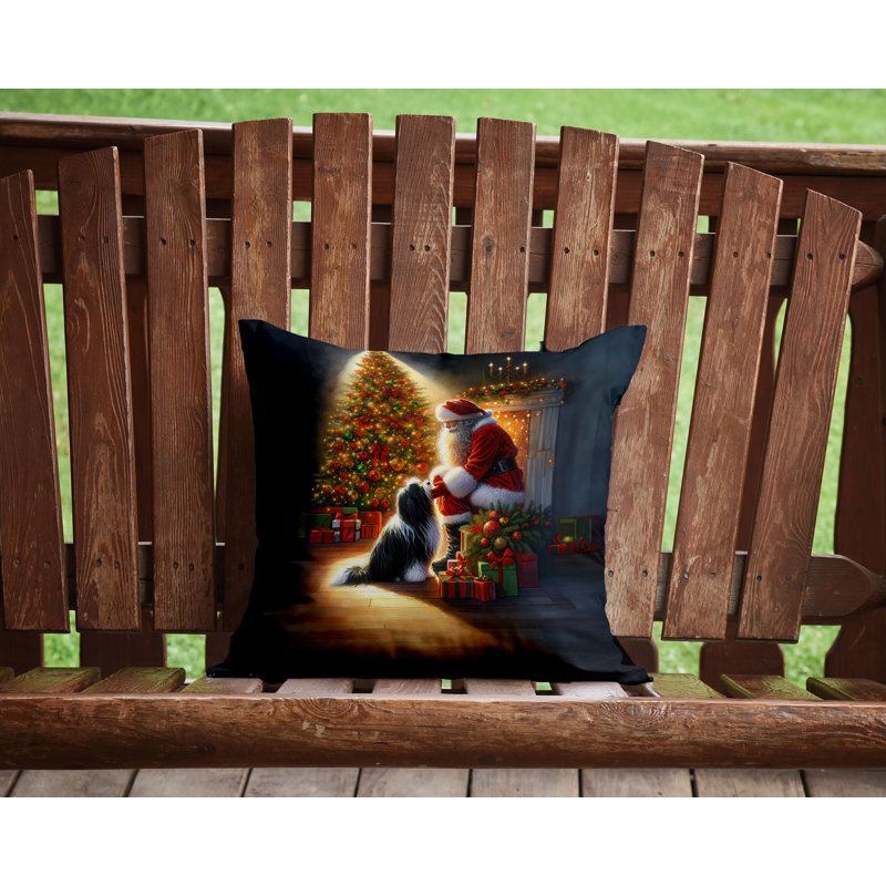 Coussin Tibetan Terrier and Santa Claus, H 14 po x l 14 po
