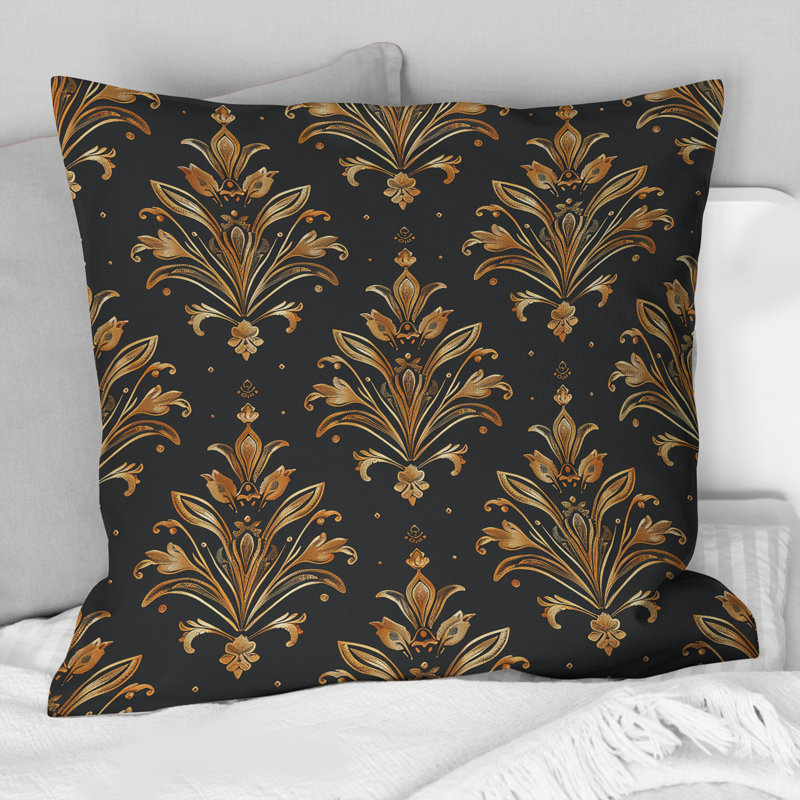 Glam Damask Pattern III - Glam Throw Pillow, 16"H x16"H