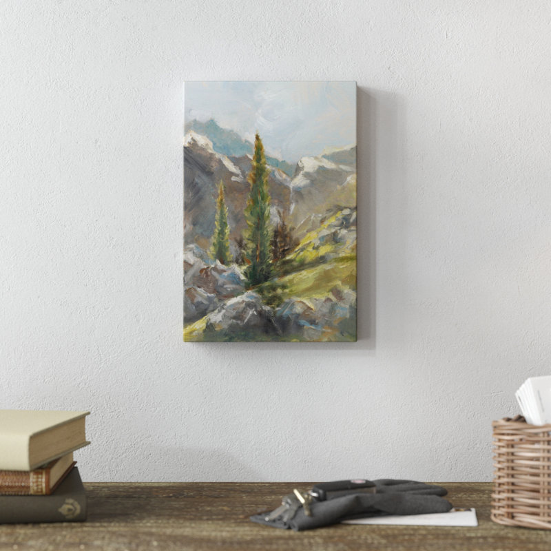 Rocky Hillside I by Ethan Harper - Painting on Canvas, 30cm H x 20cm W, Wrapped Canvas