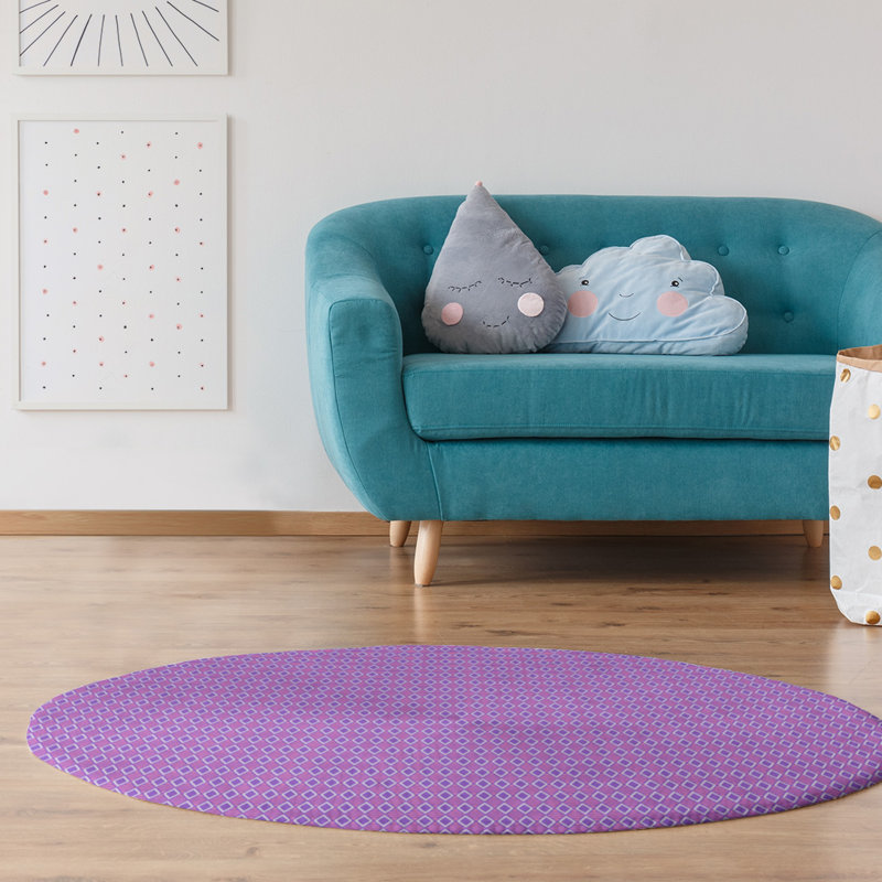 Chenille Geometric Indoor Rug, Round 5'