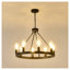 Lustre de roue de chariot noir mat 8 lumières, luminaire de ferme rustique
