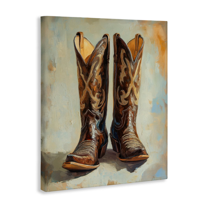 Bottes de cowboy sur toile à motif abstrait, design par Petal Prints Design, H 20 po x l 16 po