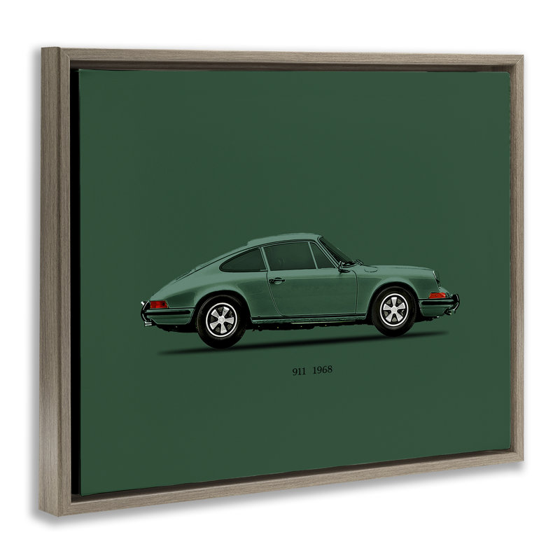 Cadre flottant pour voiture classique vert, design par Mark Rogan, H 25 po x l 31 po, Cadre flottant orme Montalcino