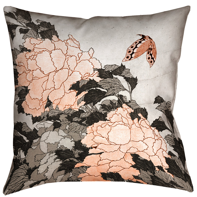 Housse de coussin Katsushika Hokusai, 16 po x 1 po, Orange