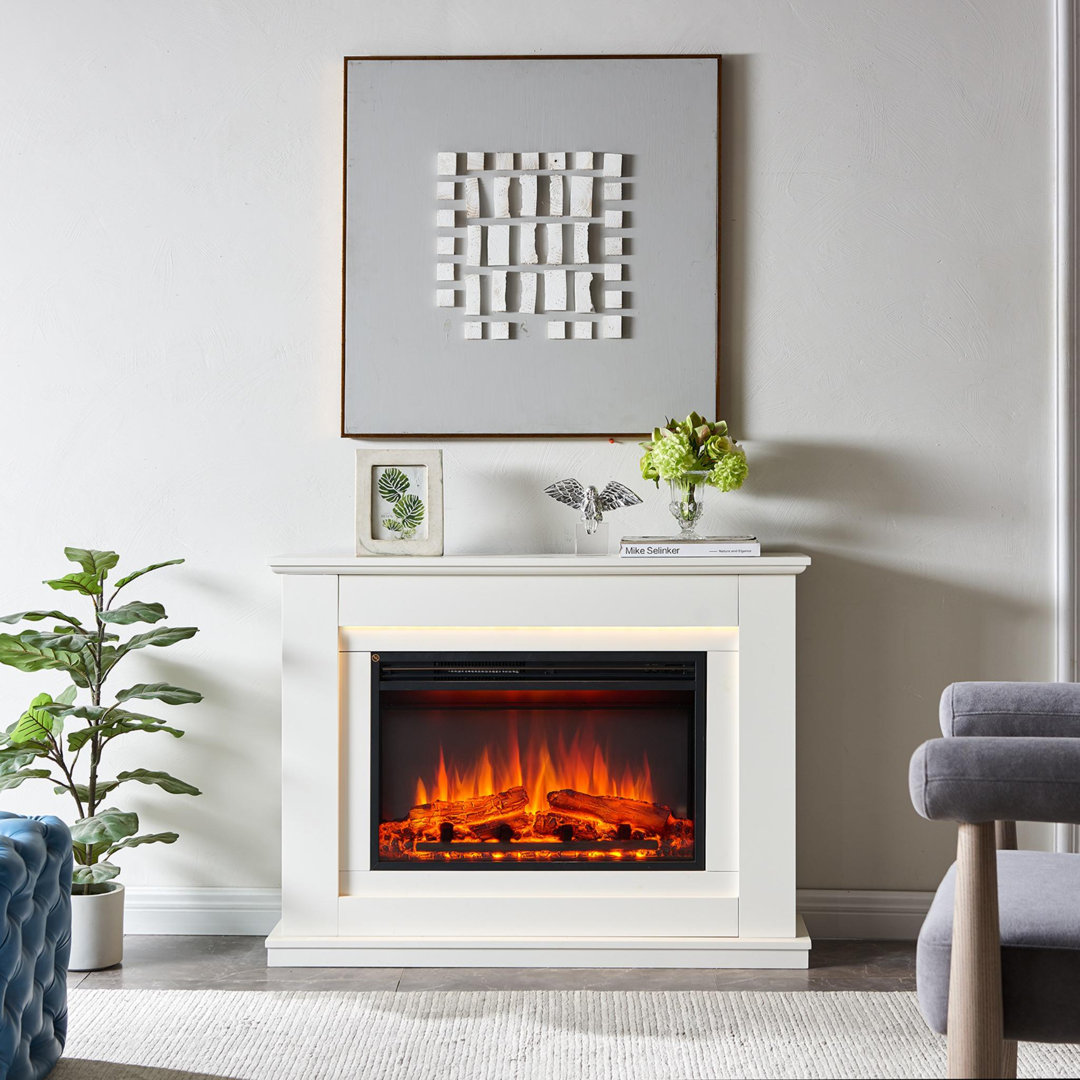 FLAMME Casella Electric Fireplace with Surround Freestanding 2kW Heater Remote Natural Oak
