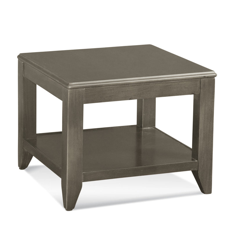 Elements Solid Wood Top End Table, Stone Hearth