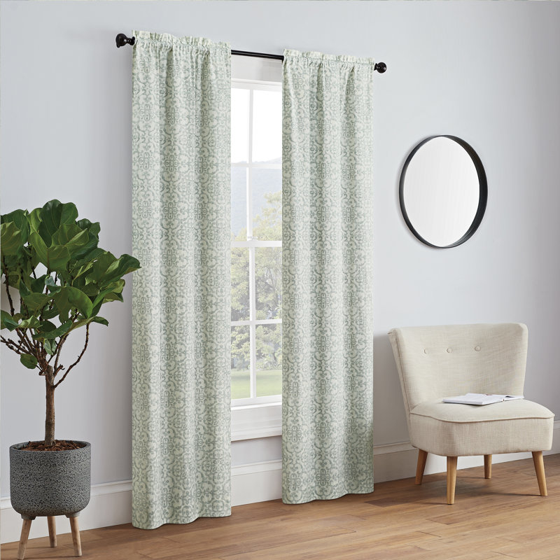 Aleigh Sheer Curtain Pair, Spa, 28"W x 84"L