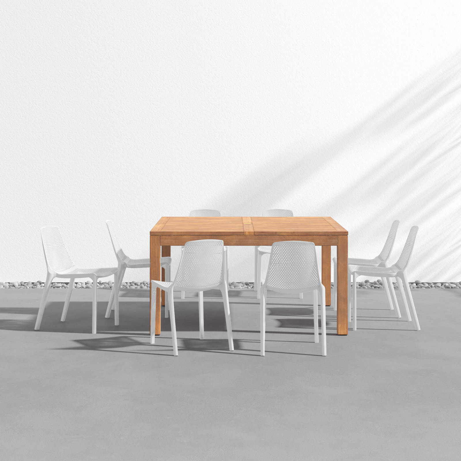 Anautica Square 8 - Person Outdoor Dining Set, White