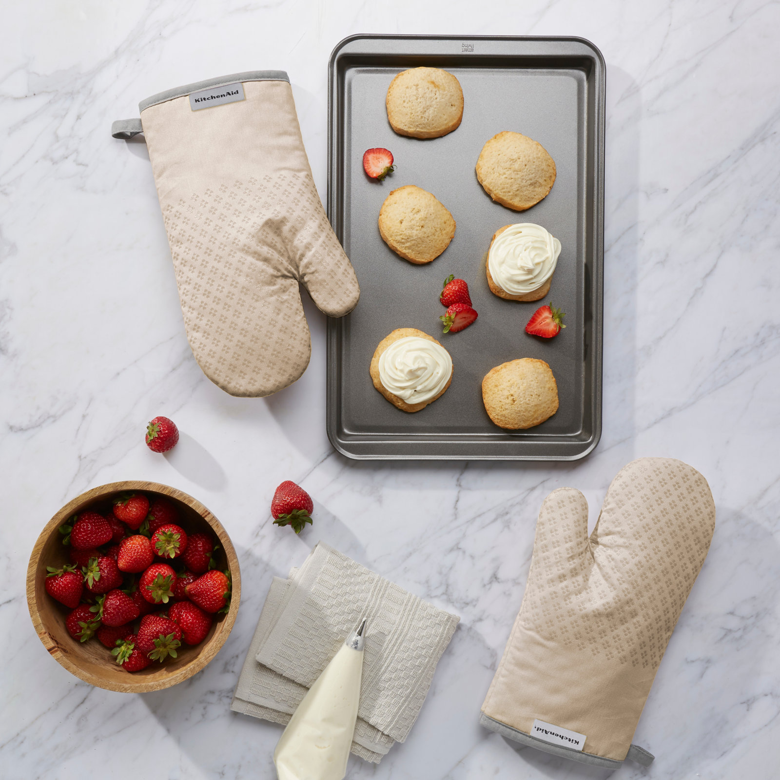 KitchenAid Asteroid Solid Textured Oven Mitt, Tan