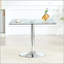 Table de salle à manger carrée en verre avec base en métal à colonne unique-2068150011