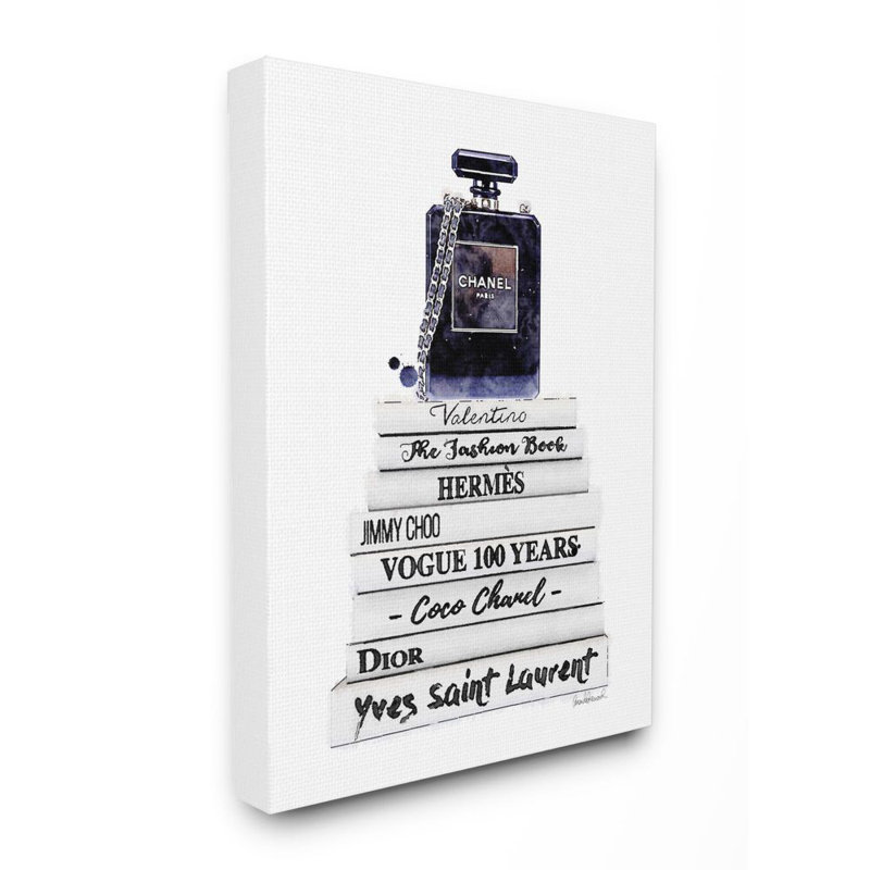 « mode stylisé parfumerie bookstack blue white », impression, Toile tendue, H 20 po x l 16 po x P 1,5 po