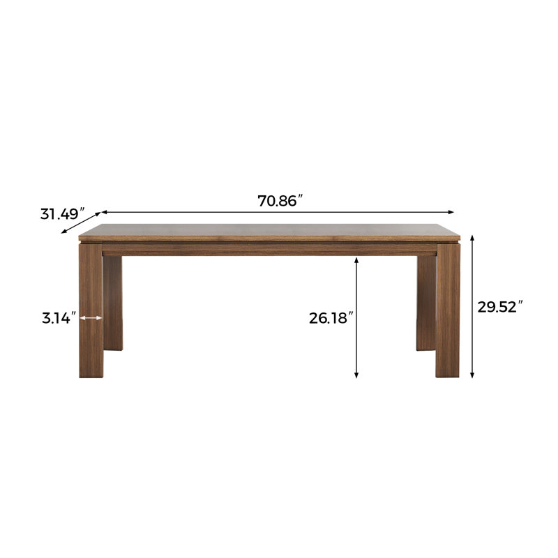 Table de salle à manger 70,86 "en bois massif, convenant à 8 à 10 personnes, couleur noyer