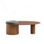 Table basse ovale moderne de luxe avec plateau et finition noyer