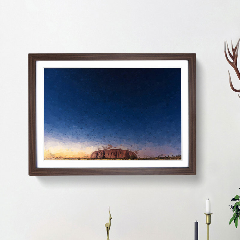 Uluru Ayers Rock in Australia in Abstract - Picture Frame Graphic Art Print, 48cm H x 65cm W x 2cm D, Walnut Framed