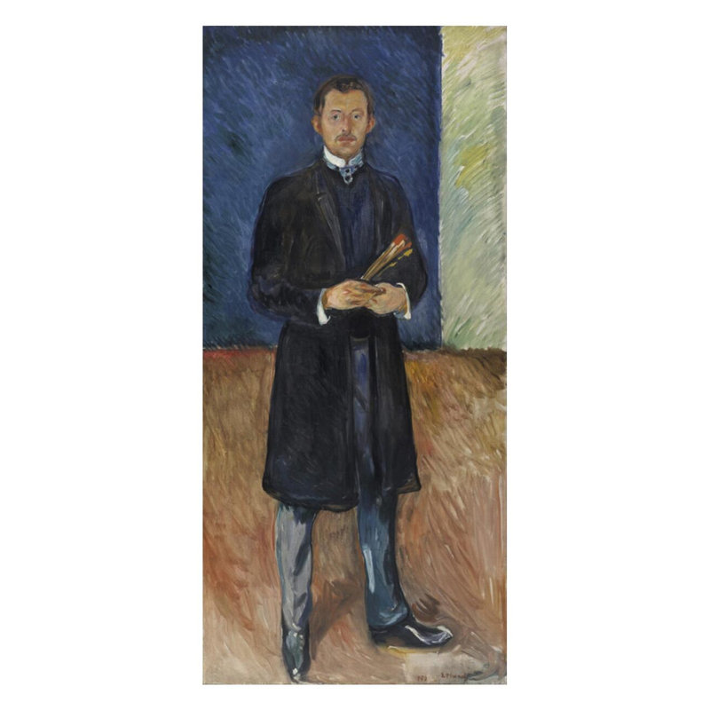 Autoportrait avec pinceaux par Edvard Munch - Impression giclée, H 28 po x l 22 po