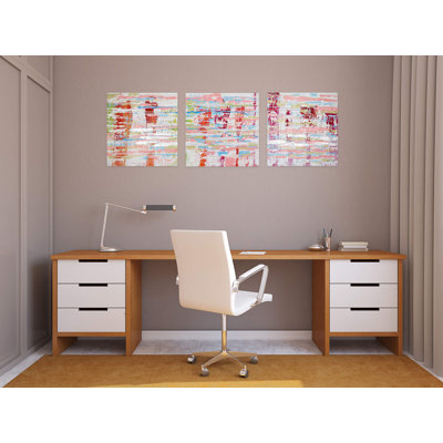 Hand -Painted Acrylic Painting Print in Pink