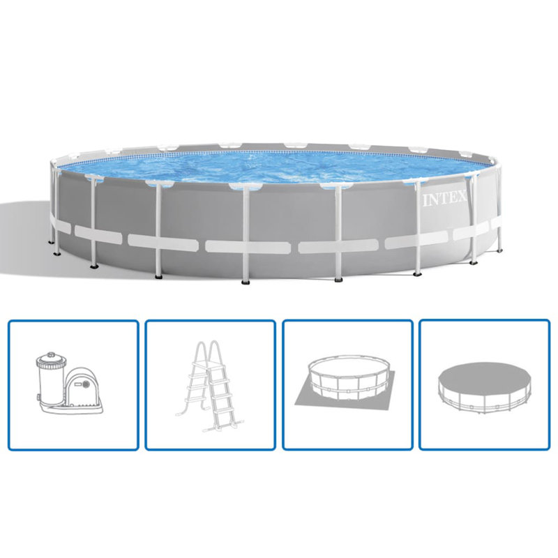VidaXL Steel Frame Set Pool, Gray, 216.1" W x 48" H
