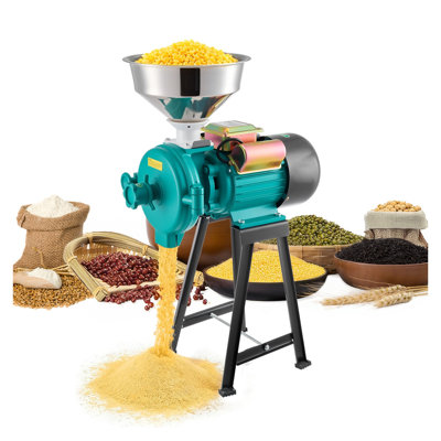 1500W Electric Grain Mill Grinder, 110 lbs/H Commercial Spice Pulverizer, Stainless Steel Dry Food Powder Machine with Adjustable Fineness Knob for Corn, Coffee, Pepper, and Cereals