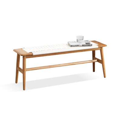 Natural Oak Bathroom Bench - White, Solid Wood With Supportive Cane Seat For Daily Use White Bedroom Handwoven Seat, Enhances Style