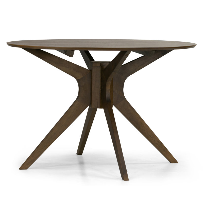 Blair Walnut Finish Round Wood Dining Table with Tripod Style Base, Brown