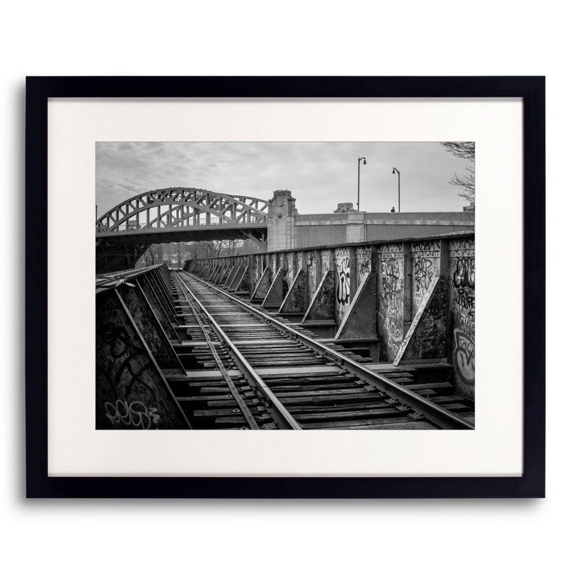 Train Bridge Boston Print by Alan Scherer, Black Framed Paper, 16" H x 20" W