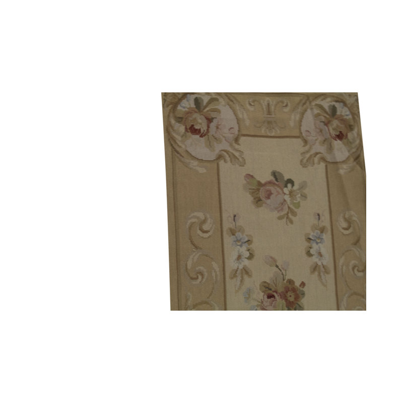 Hand-Knotted High-Quality Beige and Gold Runner