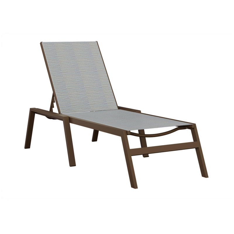 Berlin Gardens Vida Chaise Armless Lounge, Light Gray, Mesquite Wood Vein