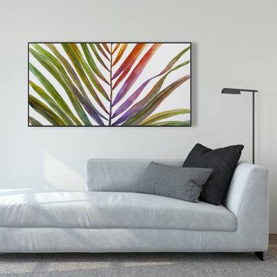 Aquarelle feuille de palmier tropical - Toile encadrée