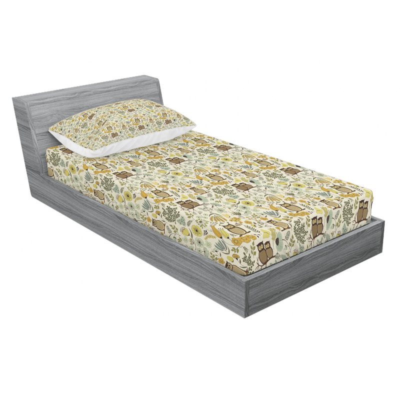 Drap-housse en microfibre Ambesonne, Drap-housse pour lit simple TG avec 1 taie d'oreil