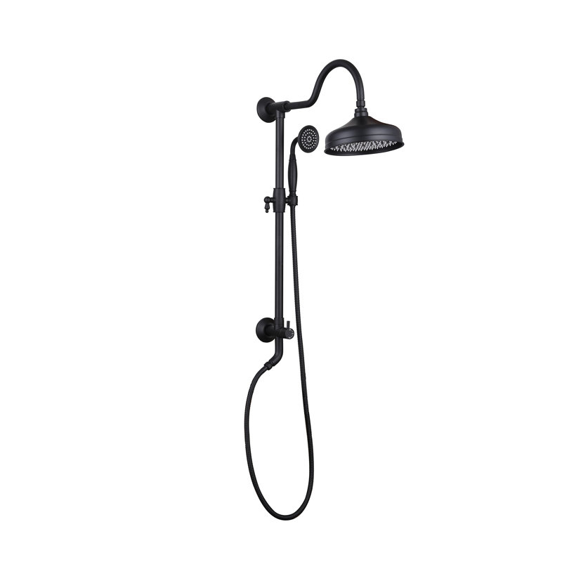 Robinet de douche avec pomme de douche à 2 fonctions 8 pouces, Noir mat