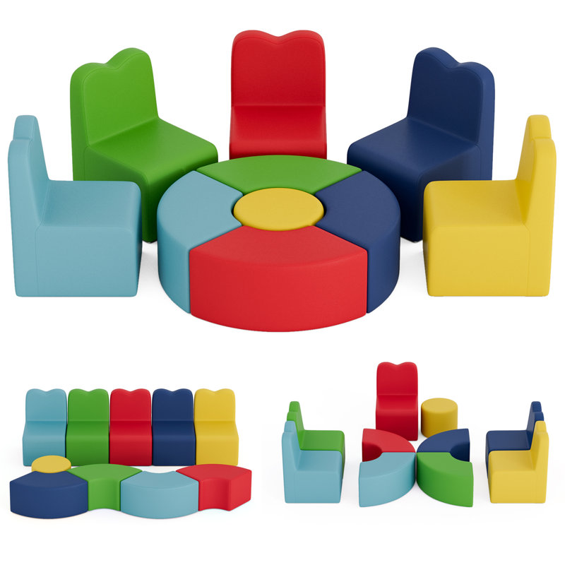 Kids Sofa Set, Daycares Chairs For Toddlers Activities, Colorful Modular Flexible Seating Set For Home Preschool Playroom, 10 Piece