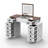 Spacious 10-Drawer Vanity Desk Set with Flip-Up Mirror & Stool, Large Storage Solution, Chic White + Walnut Combination