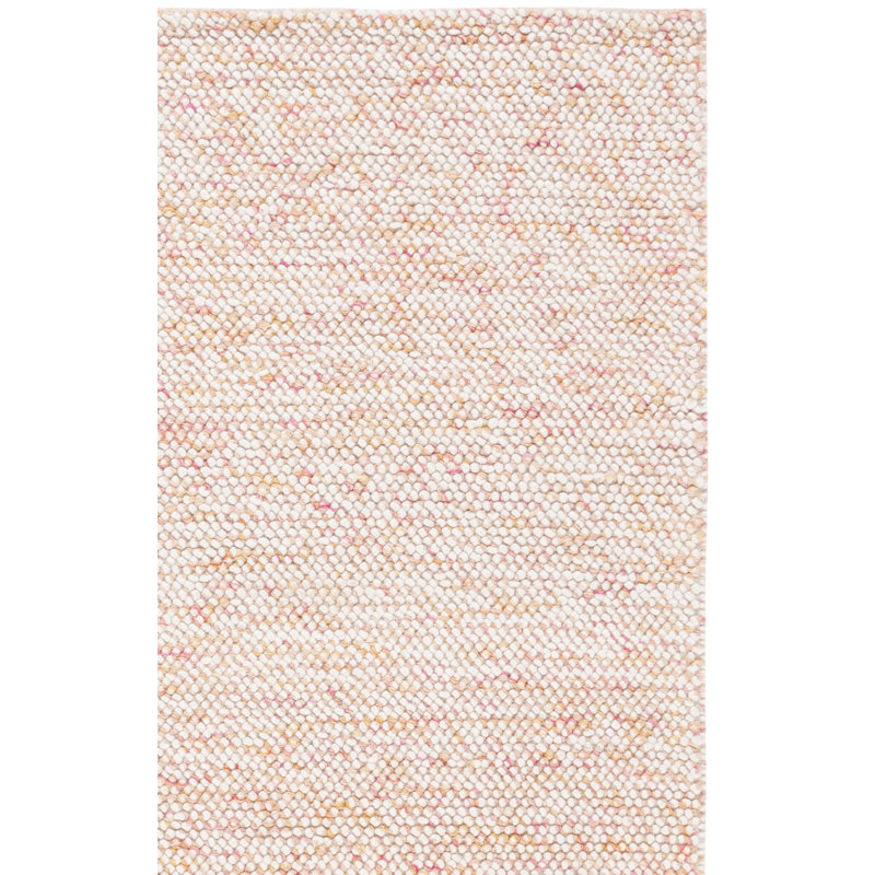 Tapis géométrique tissé à la main rouge / ivoire Almus, Carré 6 pi