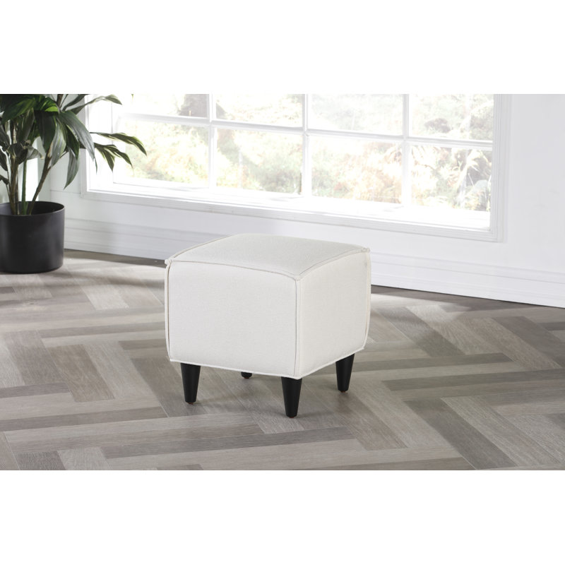 Eesha Upholstered Polyester Cube, White Polyester