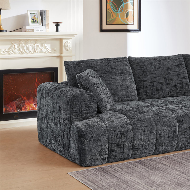108.3" L-Shaped Sectional, Dark Gray Chenille