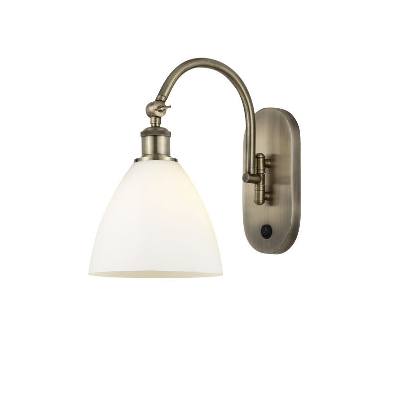 Bras pivotant en verre Amenda, Laiton antique, Led