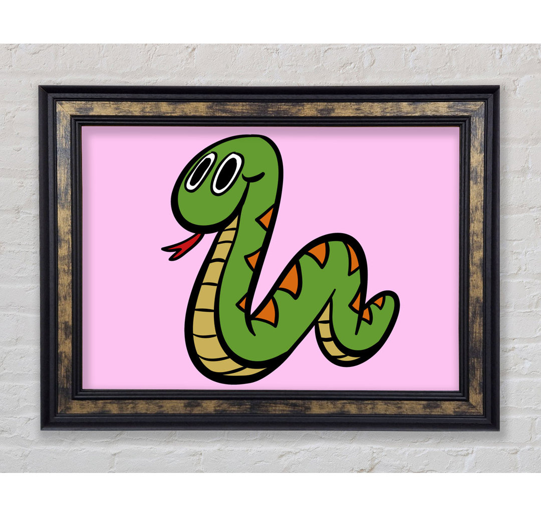 Gerahmtes Leinwandbild Cartoon Snake in Flieder