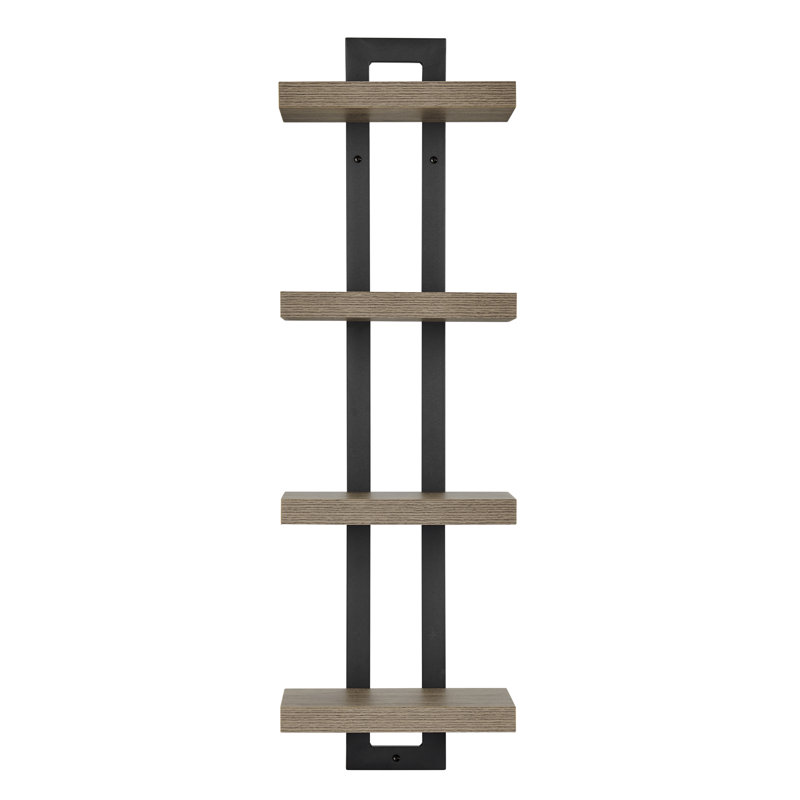 Monya 4-Tier Ladder Bracket Floating Wall Shelves, Walnut